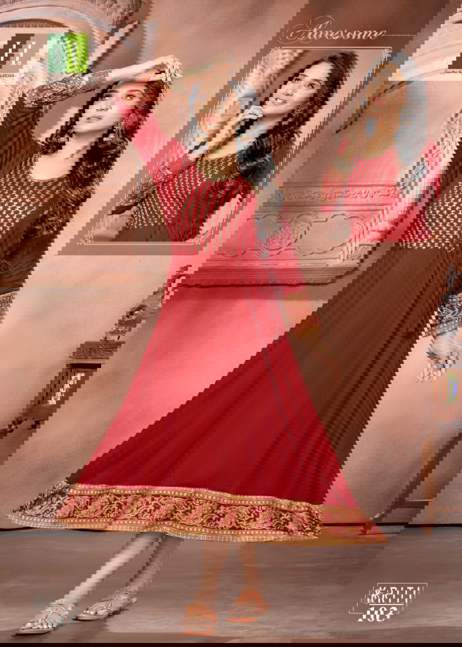 Hirwa Kriti Fancy Ethnic Wear Wholesale Anarkali Kurtis
